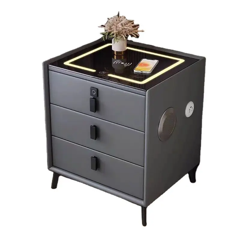 Bestseller Modern Smart Drawer Bedside Table with LED Light Wireless USB Charging Apartment or Bedroom Furniture — view 1