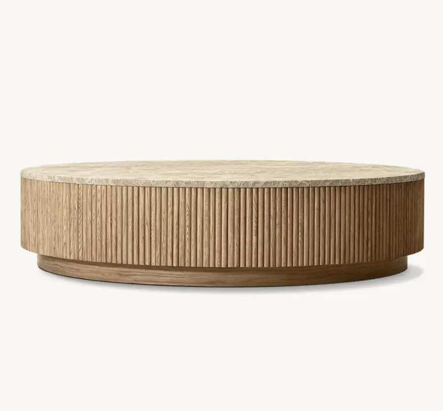 High-End Solid Wood Oak Contemporary Coffee Table with Easy Cleaning & Storage Durable Living Room Furniture for Home Us — view 1