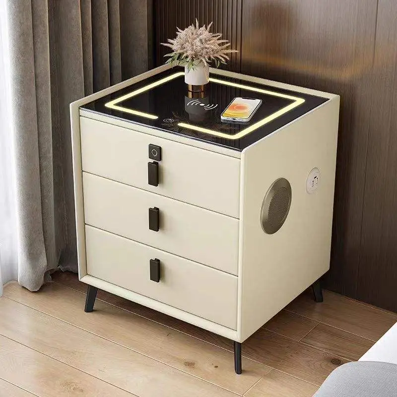 Bestseller Modern Smart Drawer Bedside Table with LED Light Wireless USB Charging Apartment or Bedroom Furniture — view 2
