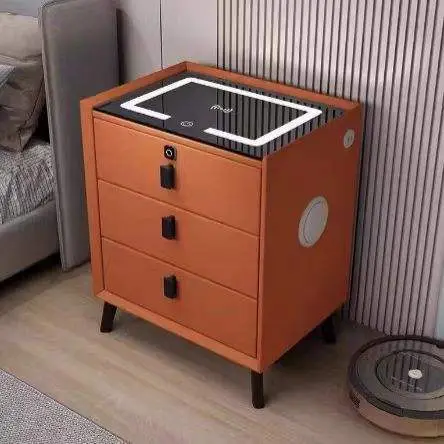 Bestseller Modern Smart Drawer Bedside Table with LED Light Wireless USB Charging Apartment or Bedroom Furniture — view 3