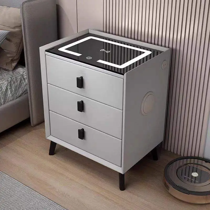 Bestseller Modern Smart Drawer Bedside Table with LED Light Wireless USB Charging Apartment or Bedroom Furniture — view 4