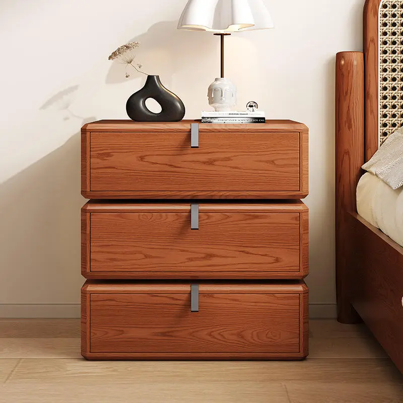 2025 New Solid Wood Rotating Bedside Table Modern Black Simple High-end Bedroom Storage Bedside Cabinet High-value Artistic — image 2