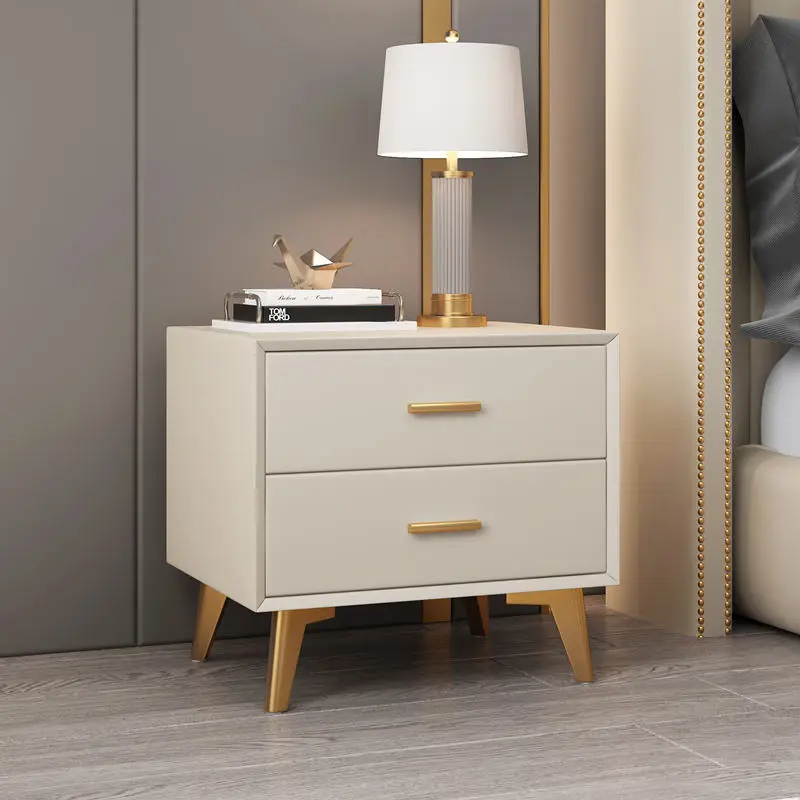 Smart Modern European Design Bedside Table 2 Drawers MDF Luxury Nightstand for Home Bedroom for Apartment Hotel Bed Side — view 1