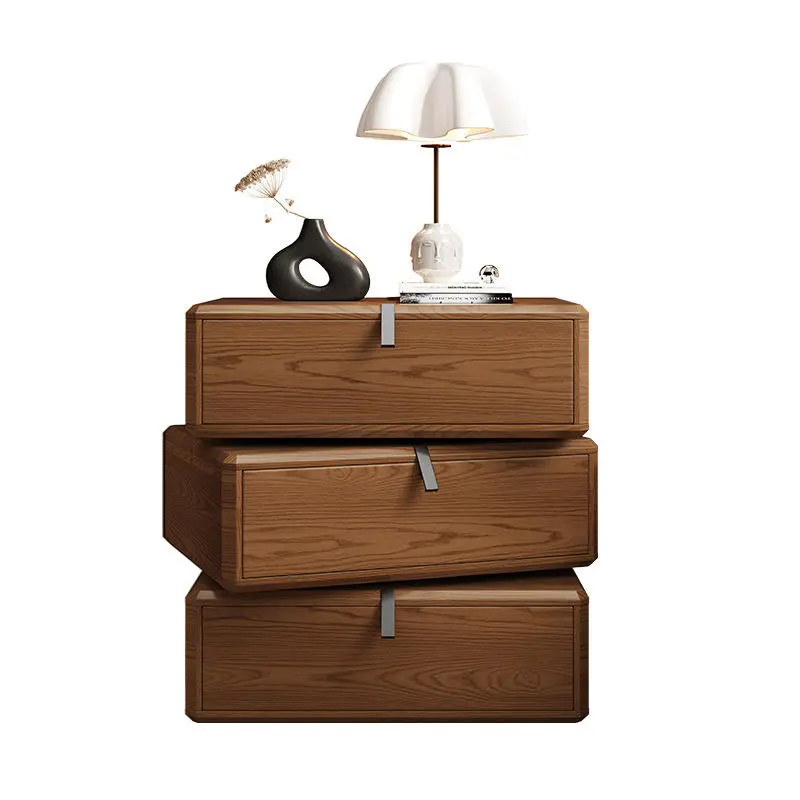2025 New Solid Wood Rotating Bedside Table Modern Black Simple High-end Bedroom Storage Bedside Cabinet High-value Artistic — image 5