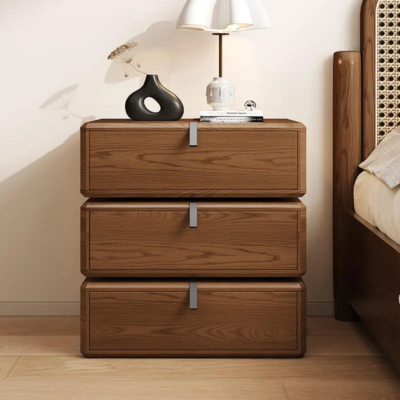 2025 New Solid Wood Rotating Bedside Table Modern Black Simple High-end Bedroom Storage Bedside Cabinet High-value Artistic — image 6