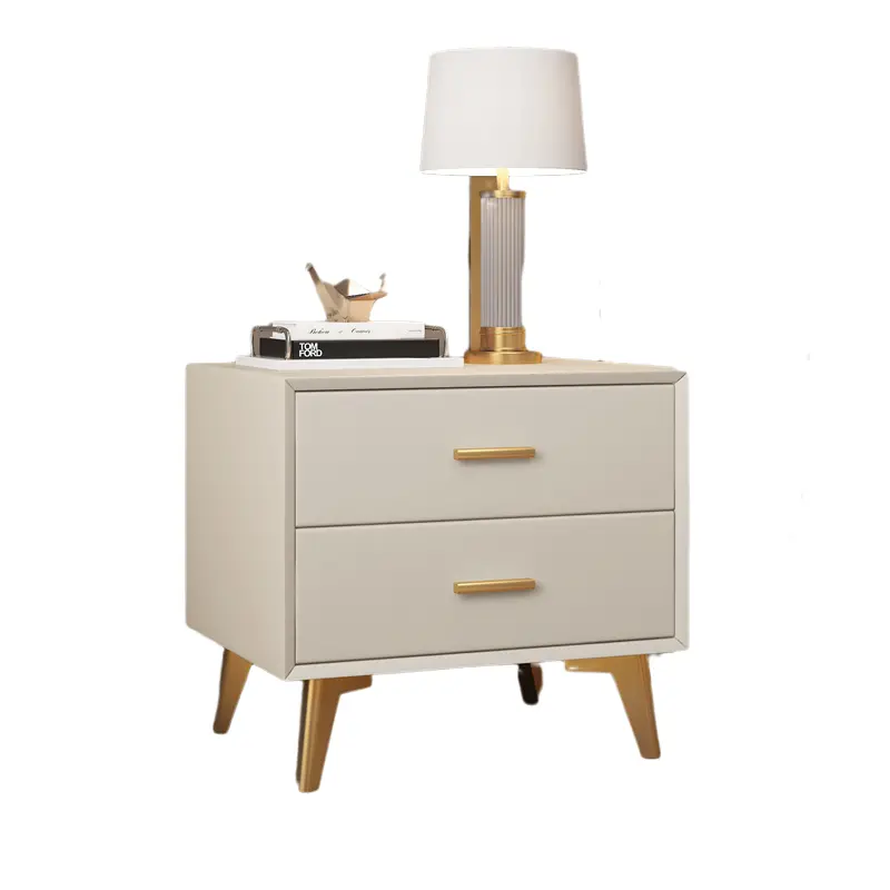 Smart Modern European Design Bedside Table 2 Drawers MDF Luxury Nightstand for Home Bedroom for Apartment Hotel Bed Side Table — image 5