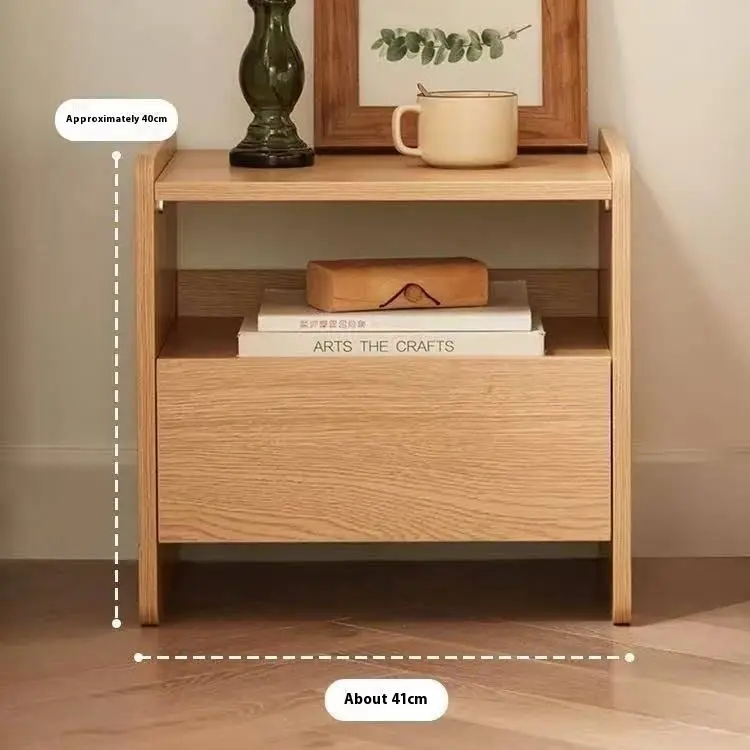 Solid Wood Bedroom & Living Room Nightstands with LED Light for Bedside & Sofa Side Table Use — view 1