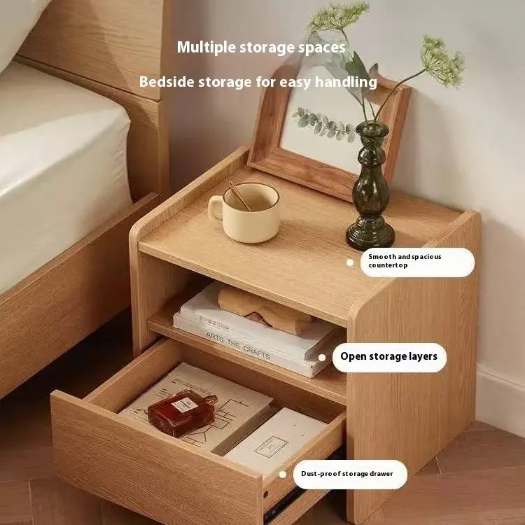 Solid Wood Bedroom & Living Room Nightstands with LED Light for Bedside & Sofa Side Table Use — image 2