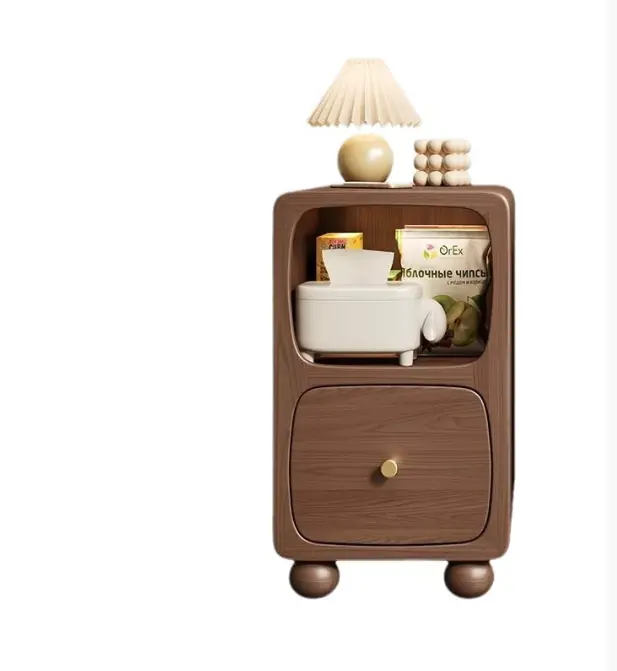 Modern Luxury MDF Wood Night Stand European Style Narrow Bedside Table with Smart Charging Storage Chest Cabinet for Apartments — image 5