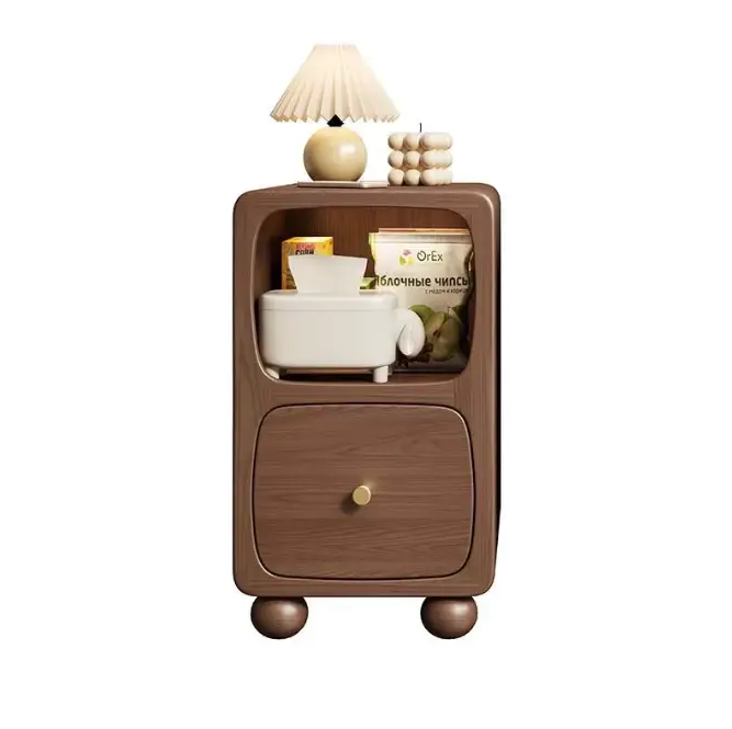 Modern Luxury MDF Wood Night Stand European Style Narrow Bedside Table with Smart Charging Storage Chest Cabinet for Apartments — image 6