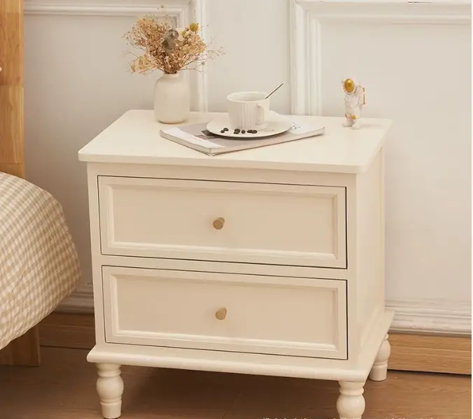 Solid Oak Wood Drawer Nightstand Rustic Bedroom Furniture Bedside Table — view 1