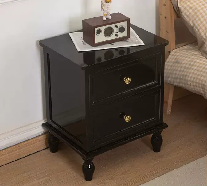 Solid Oak Wood Drawer Nightstand Rustic Bedroom Furniture Bedside Table — image 4