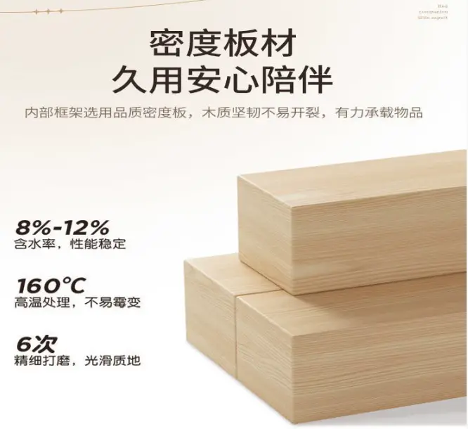Contemporary Cream White Wooden Nightstand Durable Multifunctional Storage Cabinet for Bedroom Side Table — image 5