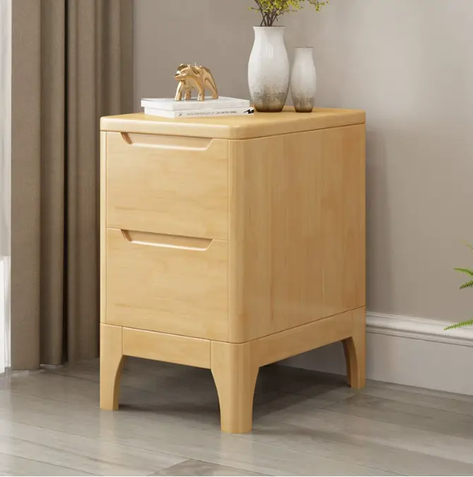 Modern Luxury Nightstand 2 Drawers Unique Wood Bedroom Bedside Tables for Home Hotel Unique Luxury Modern Wood Table Storage — image 3