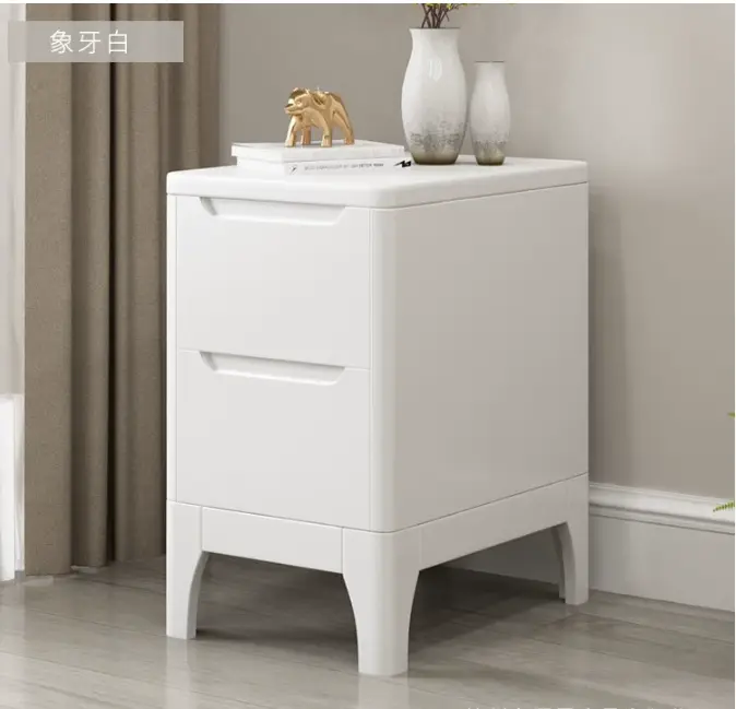 Modern Luxury Nightstand 2 Drawers Unique Wood Bedroom Bedside Tables for Home Hotel Unique Luxury Modern Wood Table Storage — image 4