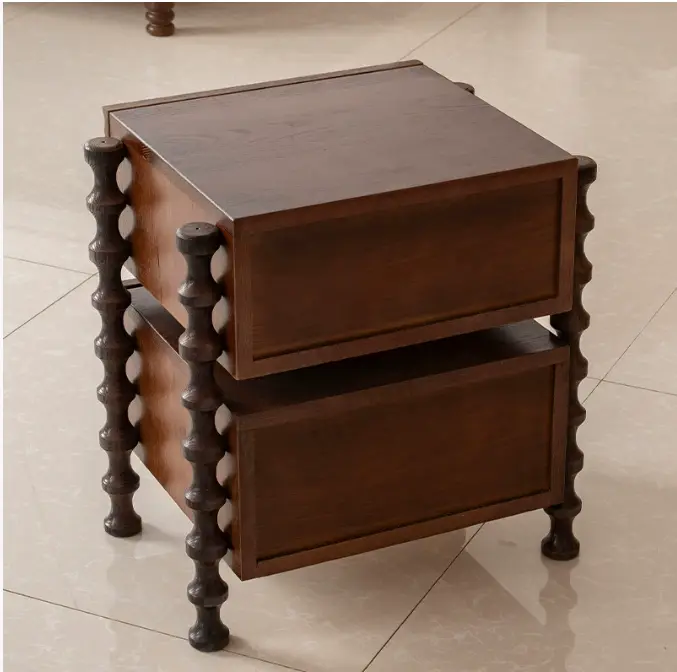 Italian Modern Minimalist Solid Walnut Wood High-End Bedside Table Retro Home Mid-Century Style Nightstand for Apartment Bedroom — image 3