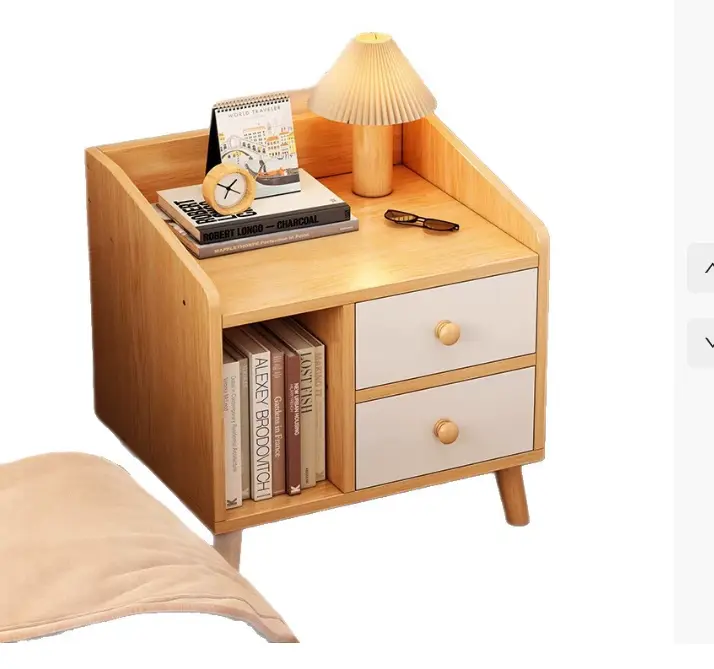 Vintage Brown Wooden Nightstand Luxury Bedside Table for Bedroom or Living Room Home Furniture — image 4