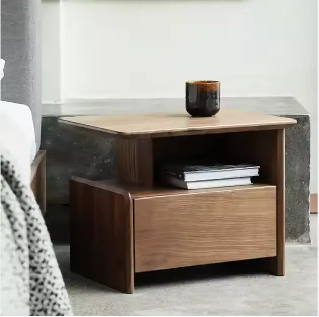 Modern Home Furniture Luxury Foldable Bedside Solid Black Walnut Wood Wireless Charging for Bedroom Supermarket Entry — image 5