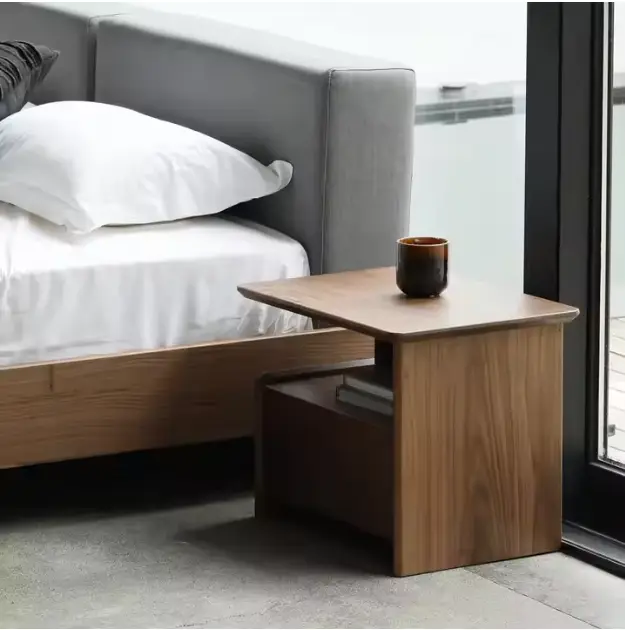Modern Home Furniture Luxury Foldable Bedside Solid Black Walnut Wood Wireless Charging for Bedroom Supermarket Entry — image 6