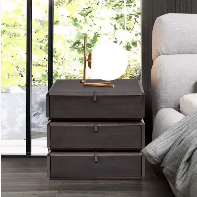 Antique-Style Wood Solid Bedside Table Unique Modern Luxury Home Furniture Foldable Bedroom Wireless Charging Mirrored — image 3