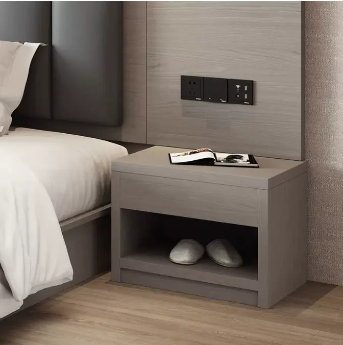 Modern Simple Solid Wood Bed with American Softness Nightstands for Bedroom or Living Room Furniture — image 2