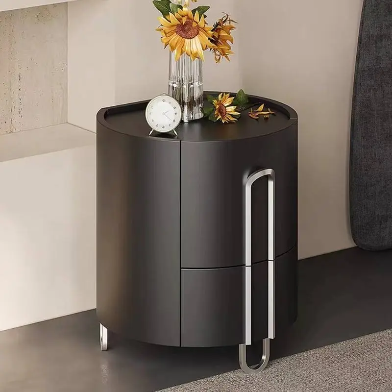 Italian Style Modern Nightstand with Metal Leg Bedroom Furniture Storage Cabinet — view 1