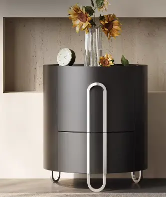 Italian Style Modern Nightstand with Metal Leg Bedroom Furniture Storage Cabinet — image 3