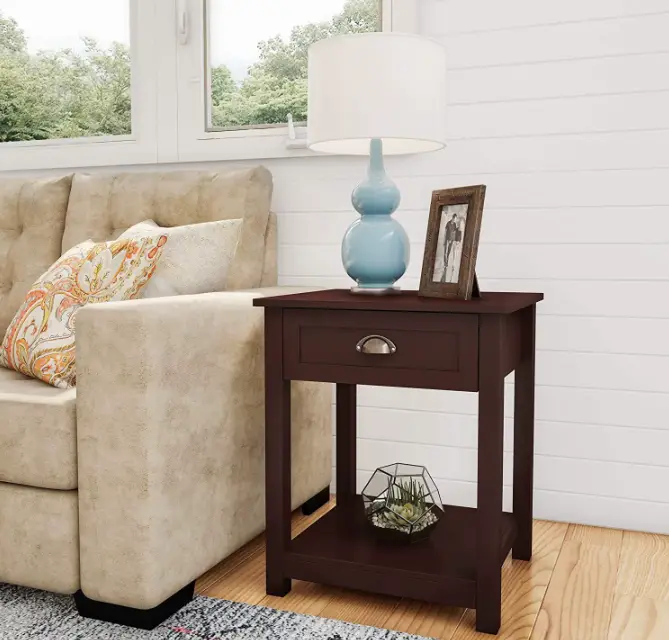 Modern Dark Grey Wooden Bedside Table with Storage Organizer and Cabinet for Bedroom Hallway or Entryway for Hospital Us — view 1
