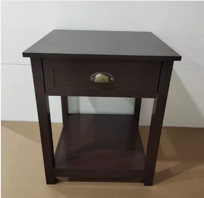Modern Dark Grey Wooden Bedside Table with Storage Organizer and Cabinet for Bedroom Hallway or Entryway for Hospital Us — view 2