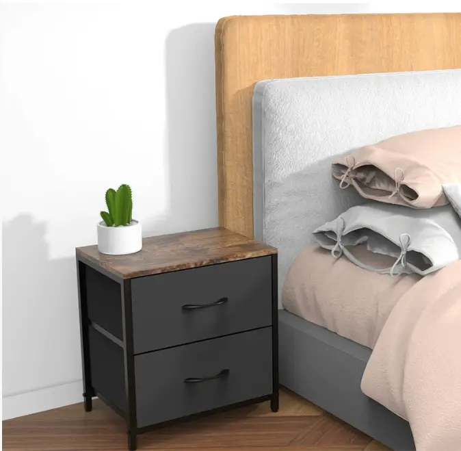 Modern Wooden Nightstand with Drawers Adjustable Bedside Table for Bedroom Dining Home or Hotel Use — view 1