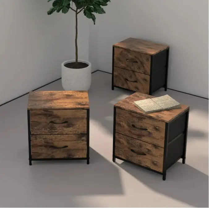 Modern Wooden Nightstand with Drawers Adjustable Bedside Table for Bedroom Dining Home or Hotel Use — image 2
