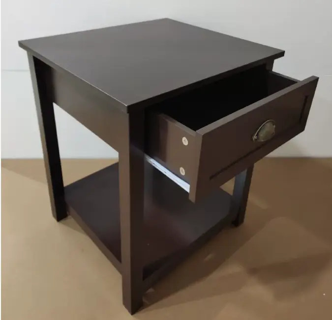 Modern Dark Grey Wooden Bedside Table with Storage Organizer and Cabinet for Bedroom Hallway or Entryway for Hospital Us — view 4
