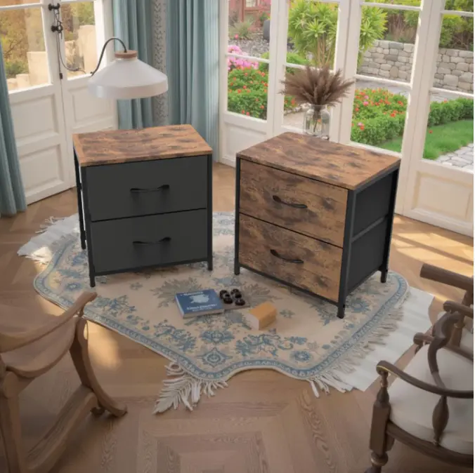 Modern Wooden Nightstand with Drawers Adjustable Bedside Table for Bedroom Dining Home or Hotel Use — image 3