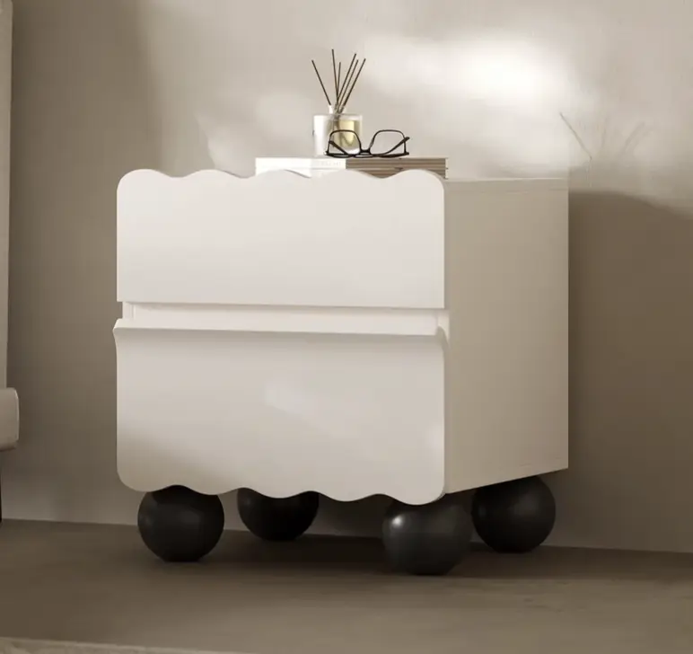 Modern Minimalist Wooden Bedside Cabinet Easy Home Use Panel Design No Assembly Required Bedroom — view 1