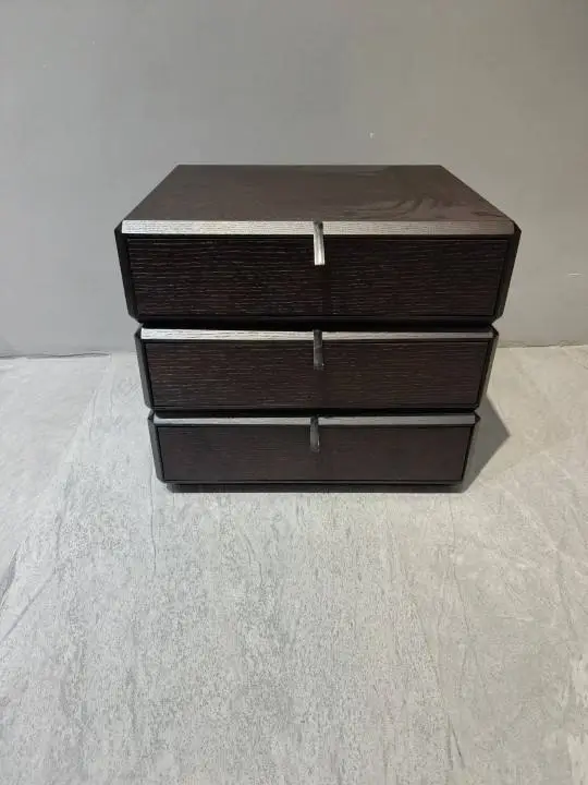 Italian Modern Minimalist Bedside Table with Creative Storage Solid Wood and Smoked Finish Bedroom Furniture — image 4