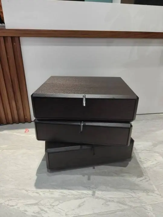 Italian Modern Minimalist Bedside Table with Creative Storage Solid Wood and Smoked Finish Bedroom Furniture — image 6