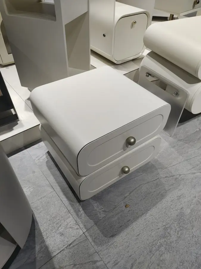 Modern Minimalist Luxury French White Nightstand Rotating Bedside Table for Master Bedroom Furniture — image 5