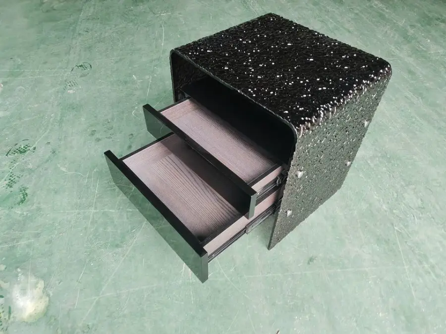 Modern Design Tempered Glass Side Table Drawer Wooden End Table for Living Furniture Nightstands — image 2