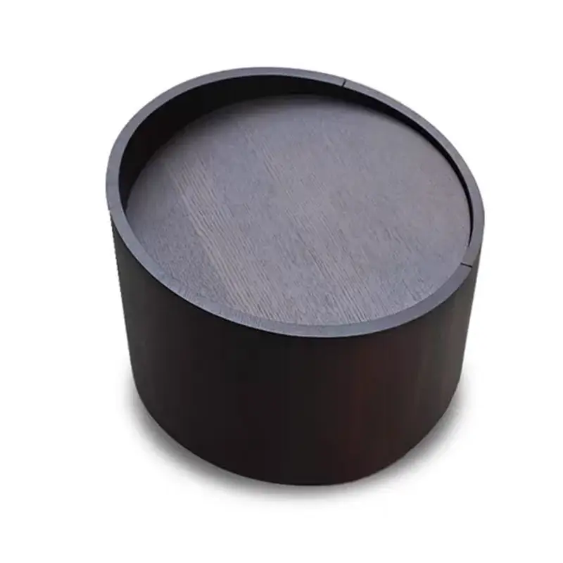 Modern Simple Black Nightstand with Drawer Bedside Table Bedroom Furniture for Apartment Use Wood Panel Style — image 2