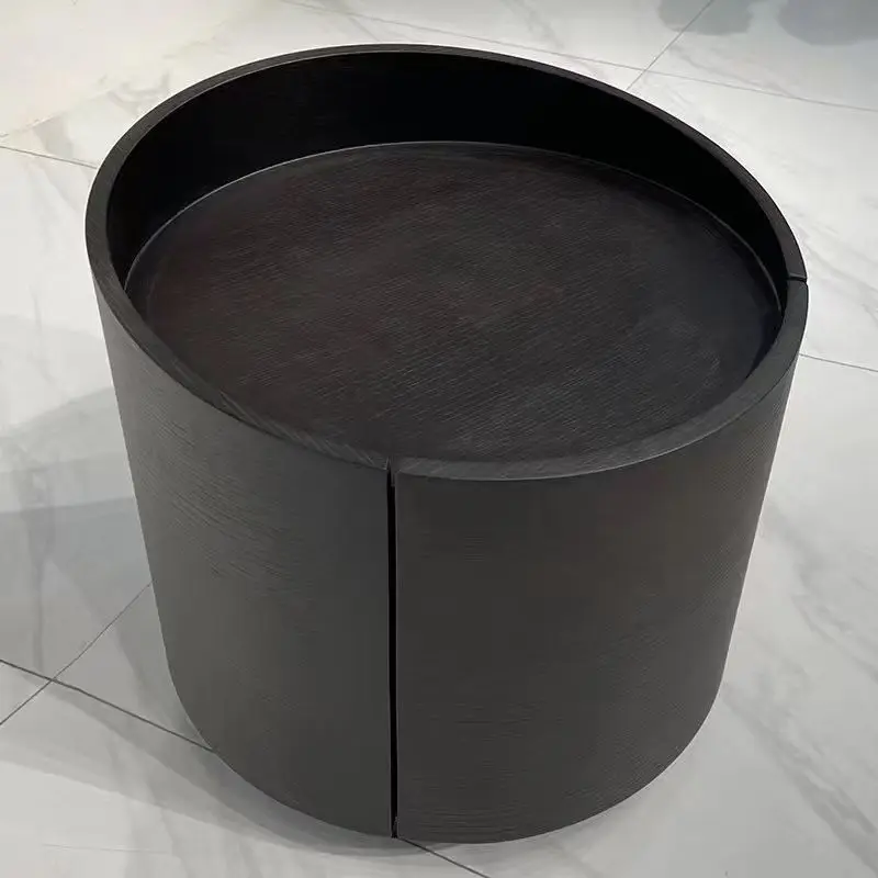 Modern Simple Black Nightstand with Drawer Bedside Table Bedroom Furniture for Apartment Use Wood Panel Style — image 3
