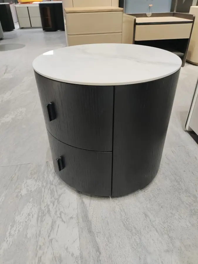 Modern Luxury Nightstand Bedside Table with Drawer Wood Panel Style for Home or Hotel Furniture Featuring Storage — image 3