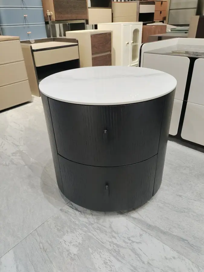 Modern Luxury Nightstand Bedside Table with Drawer Wood Panel Style for Home or Hotel Furniture Featuring Storage — image 4
