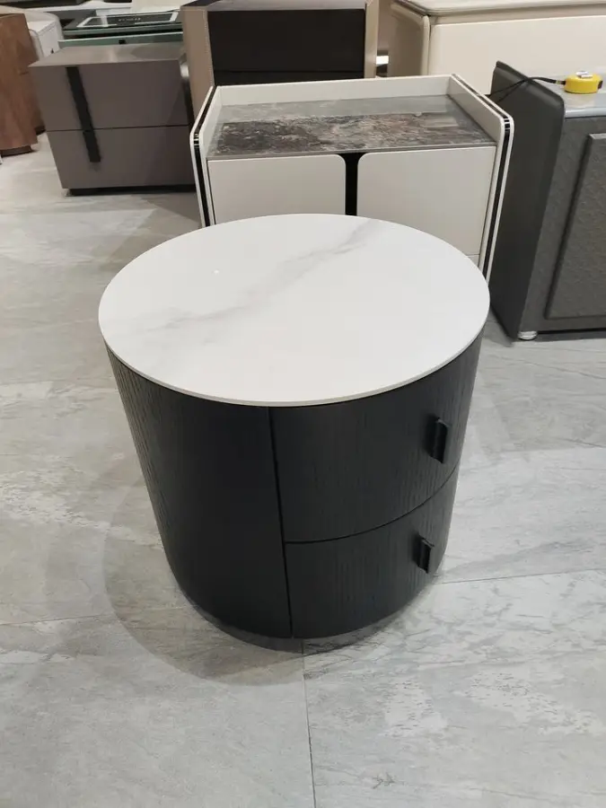 Modern Luxury Nightstand Bedside Table with Drawer Wood Panel Style for Home or Hotel Furniture Featuring Storage — image 5