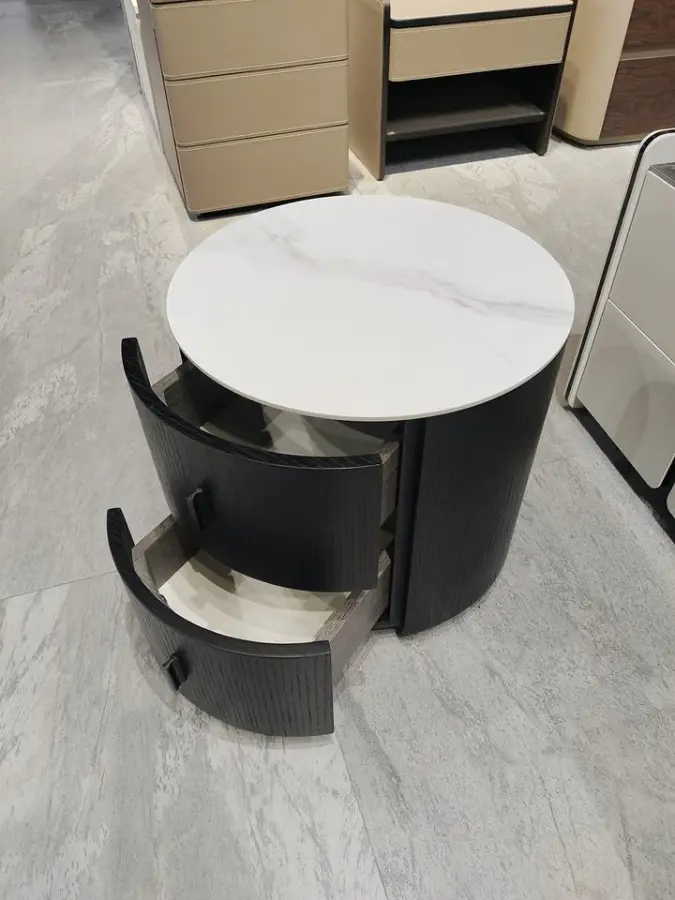 Modern Luxury Nightstand Bedside Table with Drawer Wood Panel Style for Home or Hotel Furniture Featuring Storage — image 6