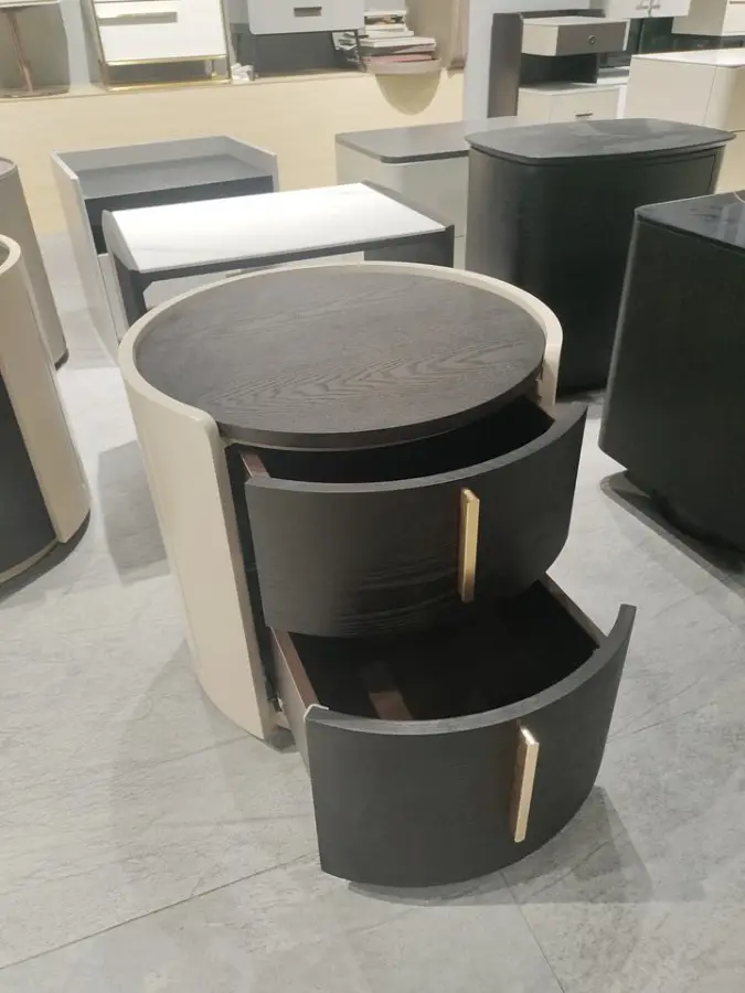 Italian Modern Design Wooden Nightstand Drawers Bedside Table for Living Room Sofa Bedroom Furniture — image 4