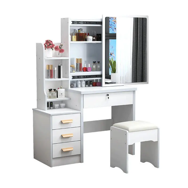 Modern Simple Sliding Mirror Dressing Table for Small Apartments LED Light Storage Cabinet Integrated Dresser for Bedroom Use — image 5