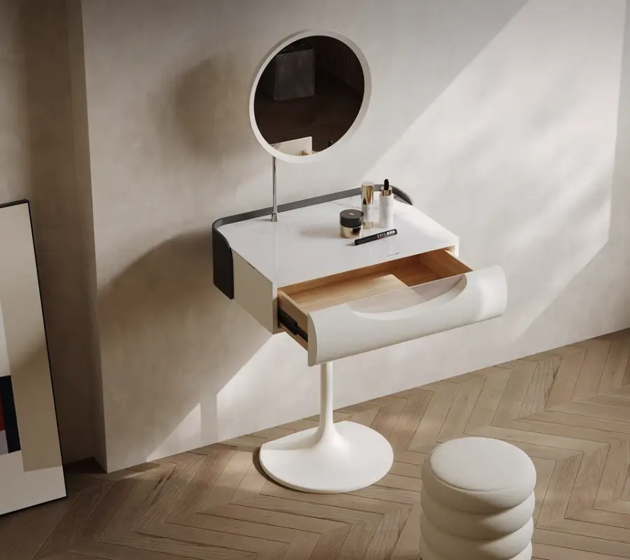 Custom Modern Lighted Dressing Table with Storage for Bedroom Makeup Wood Dressing Room Mirror Home or Hotel Furniture — view 1
