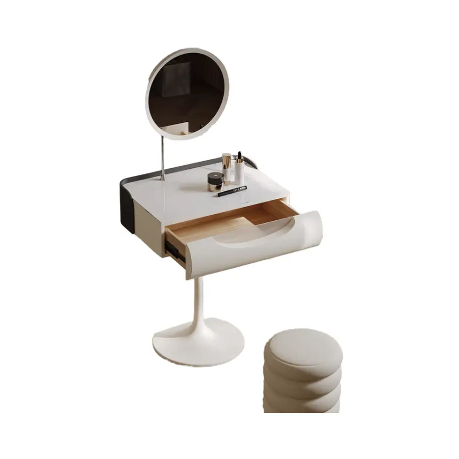 Custom Modern Lighted Dressing Table with Storage for Bedroom Makeup Wood Dressing Room Mirror Home or Hotel Furniture — image 4