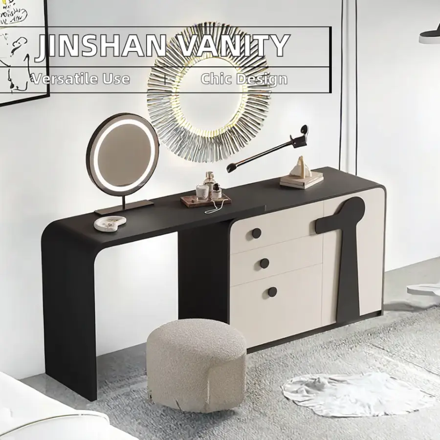 Modern Eco-Friendly Foldable Wood Rectangle Dressing Table Storage Cabinet 90 Rotating Record Player Design Adjustable for Home — image 2