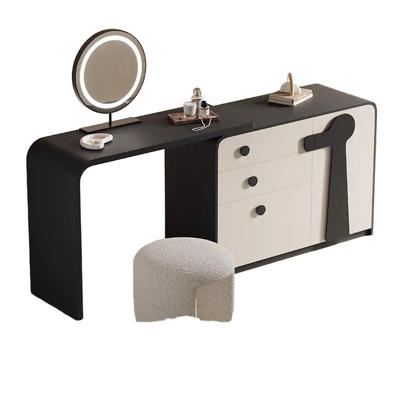 Modern Eco-Friendly Foldable Wood Rectangle Dressing Table Storage Cabinet 90 Rotating Record Player Design Adjustable for Home — image 4